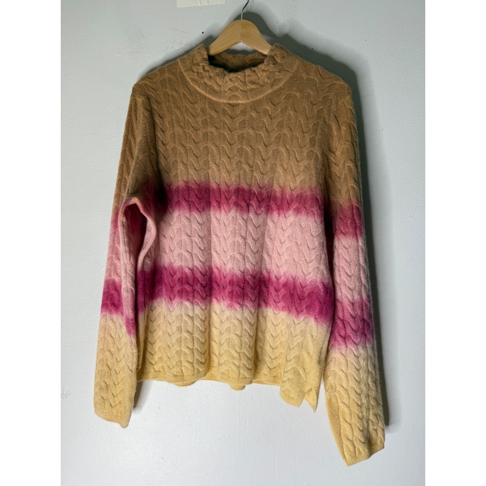 Anthropologie Dip Dye cable mock neck Cashmere Sweater Size large